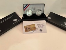 2018 P  WW 1 CENTENNIAL PROOF SILVER DOLLAR AND COAST GUARD MEDAL SET+OGP+COA.   picture