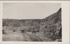 RPPC Brillion WI Quarry Rock Wall Tracks Ore Cars Wisconsin 1919 Postcard picture