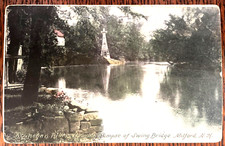 Vintage Postcard 1913 Souhegan River, glimpse of Swing Bridge, Milford, N.H. picture