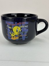 Vintage 1999 Looney Tunes Tweety Bird Cappuccino Coffee Cup Soup Mug Dark Blue picture