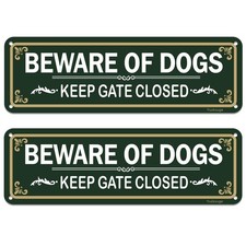 Beware of Dog, Keep Gate Closed Sign- 2 Pack, 10