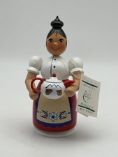 Erzgebirgische Volkskunst Incense Smoker Woman with Apron Holding Teapot Wooden picture