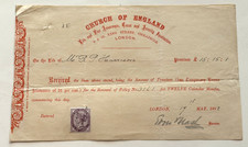 CHURCH OF ENGLAND 1892 LIFE & FIRE INSURANCE POLICY DOCUMENT WITH STAMP picture