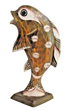 Vintage Handcarved Wooden Fish Sculpture 11 in x 6 in (SKU# 3120) picture