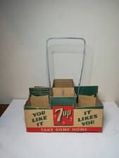 VINTAGE 1950's 7UP SODA ADVERTISING 6 PACK BOTTLE CARRIER CADDY Syracuse NY picture