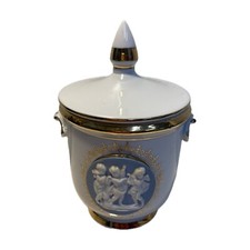 Lidded Bowl Dish White Porcelain Jasperware Angels Cherubs Vanity Romantic picture
