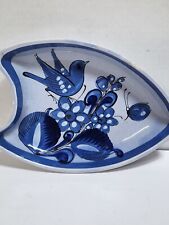 Vintage Blue Tonala Bird Bowl Trinket Dish Mexican Folk Art Pottery picture
