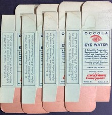 1940s lot of 4 OCCOLA Eye Water Boxes with a starring Eye - Spokane, Washington picture