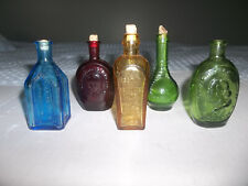 lot of 5 wheaton colored glass miniature bottles picture