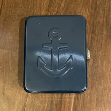 VTG Blue Anchor Storage Metal Box Hinged Ocean Boat Nautical Wall Mount Hanging picture