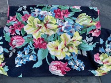 Granny Clutch Black Shabby Chic Bamboo Hand Bag Barkcloth Vintage Fabric Tote picture
