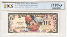 2008 R-141 $5 Disney Dollar Mickey Evolving PCGS Graded 67 PPQ picture