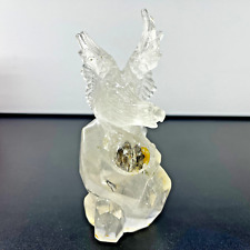 1.62lb Natural White Clear Quartz Hand Carved Eagle Skull Crystal Reiki Decor picture