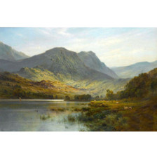 Large Oil Painting landscape A Scotch Lake mountains on canvas Handpainted art picture