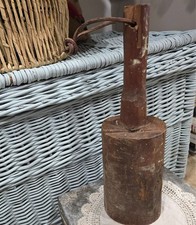 Vintage Primitive Wooden Mallet Hammer Solid Wood Carved From One Block picture