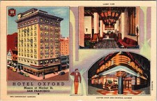 SAN FRANCISCO California CA HOTEL OXFORD Lobby~Lounge~Coffee Shop Postcard J39 picture