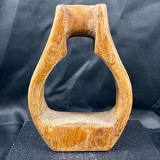 Antique Bentwood Stirrup Hand Carved Wood Equestrian Western Folk Art Primitive picture