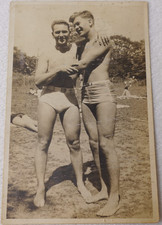 Men Shirtless Hugging Affectionate Swimwear Gay Interest Vintage Original Photo picture