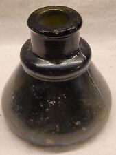 AWESOME CRUDE DARK OLIVE GREEN GLASS OLD CARTER'S CONE INK picture