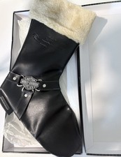 Harley Davidson Christmas Stocking Faux Leather & Fur Boot 1997 Cavanagh w/ Box picture