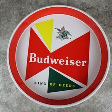 Vintage Budweiser King Of Beers Bowtie Round Bar Serving Tray 13 Inch picture
