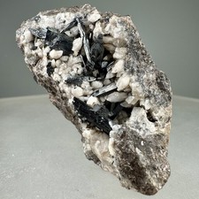 Nice Manganite Crystals on Calcite: Ilfeld, Harztor, Thuringia, Germany- Rare picture