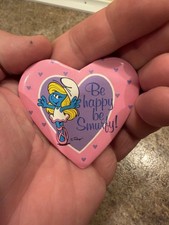 Vintage Pin - Be Happy Be Smurfy , Heart Shaped picture