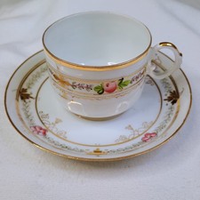 Antique Imperial Russian Kuznetsov Porcelain Teacup Saucer Dmitrov pre-1917 DF picture