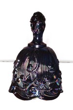 Fenton Iridescent Art Glass Lily Of The Valley Pattern Carnival Glass Bell picture