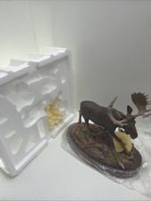 NEW IN BOX Danbury Mint Dawn Patrol Buck Deer In Water Marsh Figurine Wood Base picture