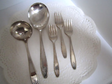1929 Lady Doris Princess Silver Plate Gravy Ladle, Serving Spoon, 3  Salad Forks picture