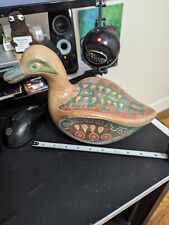Large Tonala Mexican Pottery Folk Art Hand Painted Stoneware Duck picture