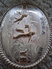 B-K Silversmiths STERLING Front Nickel Silver GERA 1986 RODEO 30 Yr BELT BUCKLE picture
