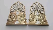 Brass Shell Bookends Heavy Scrolled Design Felt Bottom picture
