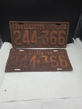 Vintage 1935 Oregon License Plate 1935 Pair 244 366 Rusty Gold Decor Garage USA  picture