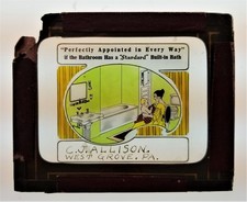 antique MAGIC LANTERN GLASS SLIDE ad C J ALLISON STANDARD TUB west grove pa  picture