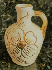 VTG Vase Pitcher Porcelain Off-White with Gold Trim Floral Design 5