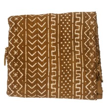 Caramel Brown Bogolan Mali Mud Cloth Troungoumbe Design African Cotton Handmade picture