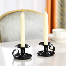 4Pcs Vintage Iron Black Candlestick with Handle Candle Holder Wedding Home Decor picture