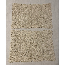 Vintage Lot of 2 Handmade Crochet Lace Table Placemat Doily Centerpiece 14