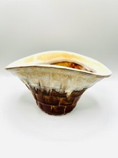 Vintage California Pottery Brown Drip Glaze Basket Planter FO 29 4” Tall MCM picture