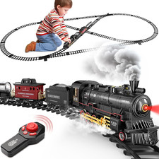 RC Train Set for Kids, Alloy Steam Locomotive with Cars and Tracks picture