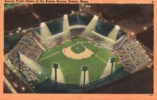 Boston Braves Field Baseball Stadium Night Aerial View Allston MA 1958 Postcard picture