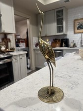 Vintage Solid Brassware Crane Made In Korea.MCM 11 1/2” In Height picture