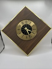 VTG MCM Seth Thomas Clock Woodgrain Gold Atomic No Secondhand With Flaws WORKS picture