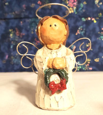 Ganz Angel Figurine Collectable Christmas Resin Silver Halo and Wings White Robe picture