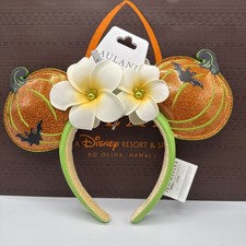 *New Disney Aulani Minnie Mouse Halloween Pumpkin Glitter Mickey Ears Headband picture