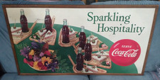 Rare Original Sparkling Hospitality Coca Cola cardboard sign with frame picture