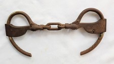 Antique Double Lock Iron Handcuffs Late 1800s-Early 1900s Unknown Brand No Key picture