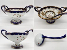 Hand Painted Japan c. 1920s–1930s Pedestal Bonbon Bowl & Matching Ladl picture